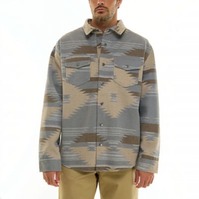Hallstatt Men's Aztec Printed Snap Front Lined Wool Like Fabric Shirt Jacket