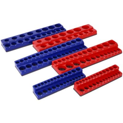 TMB 6 pc. Magnetic Socket Organizer Set, Red/Blue