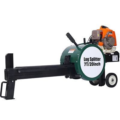 Trustmade Double Flywheel Log Splitter 7-Ton Compact Horizontal Gas/Electric, Auto Return 20 in., 63cc Portable