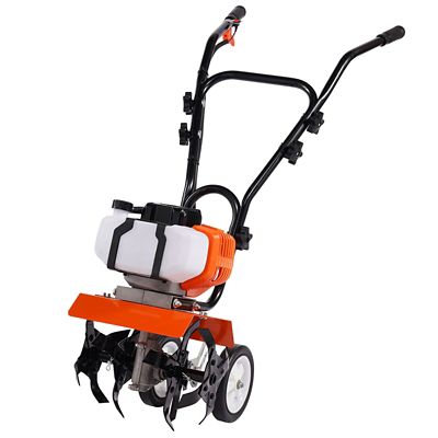 Trustmade Tiller Cultivator, 43CC 2-Stroke Garden Cultivator, 4 Steel Adjustable Front Tines for Lawn/Garden/Field Cultivation