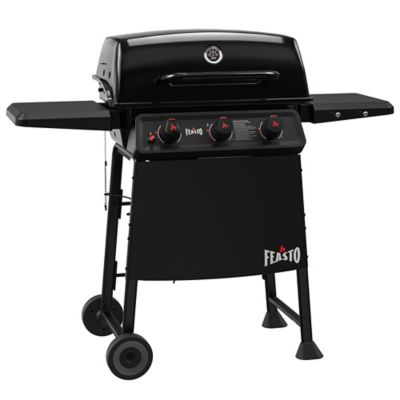 Feasto 3-Burner 30,000 BTU Propane Gas Grill with Side Shelves, Black
