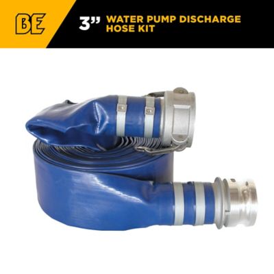 BE Power Equipment 3 in. by 50 ft. Water Pump Discharge Hose Kit
