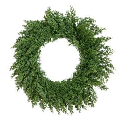 Nearly Natural 18 in. Artificial Real Touch Cedar Wreath