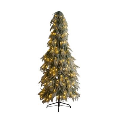 Nearly Natural 6 ft. Pre-Lit Artificial Flocked Down Swept Christmas Tree with 240 Warm White LED Lights