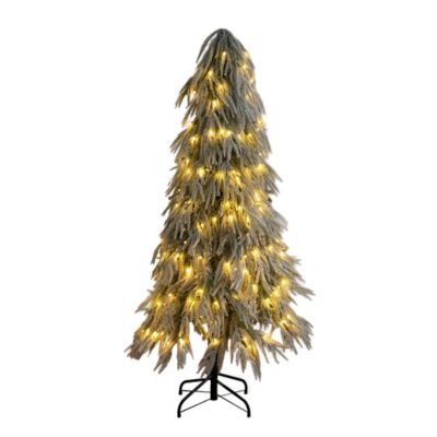 Nearly Natural 5 ft. Pre-Lit Artificial Flocked Down Swept Christmas Tree with 170 Warm White LED Lights