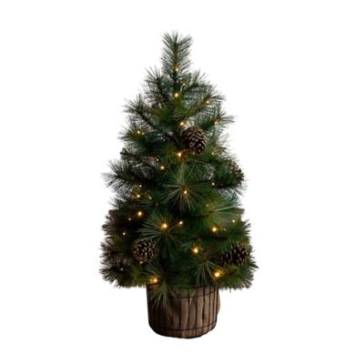 Nearly Natural 3 ft. Pre-Lit Artificial Christmas Tree in Jute Wire ...