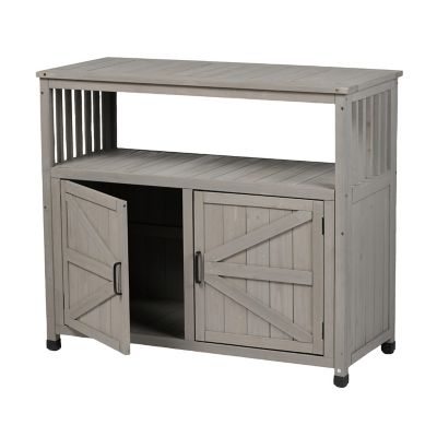 Trustmade Wooden Patio Bar Table Set with Storage, Buffet Cabinet Sideboard for Outdoor and Indoor