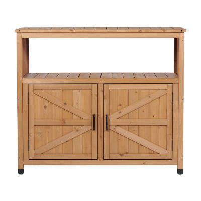 Trustmade Wooden Patio Bar Table Set with Storage, Buffet Cabinet ...
