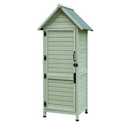 Trustmade Outdoor Wooden Storage Shed, Tall Narrow Garden Tool Cabinet