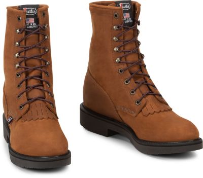 Image showing 6 th Justin Men's Conductor Round Toe Lacer Original Work Boots, 8 in.