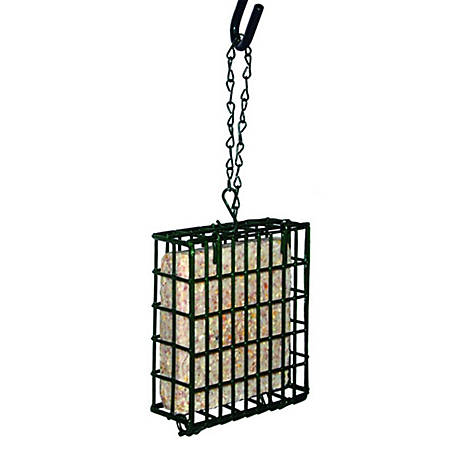 Wild Bird Seed Feeder Suet Basket Wire Basket Chain Hanger Plastic Coated 5.5in