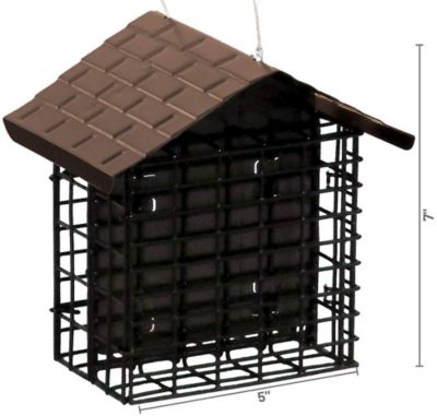 Squirrel Proof Suet Feeder Bird Cake Container Storage Dispenser Cage Hanging