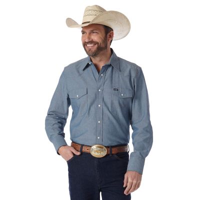 Wrangler Long Sleeve Chambray Work Shirt, MS709CH at Tractor Supply Co.