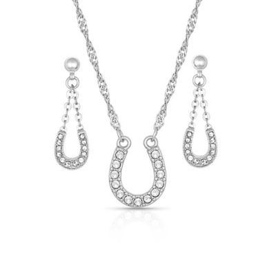 Montana Silversmiths Crystal Clear Lucky Horseshoe Jewelry Set