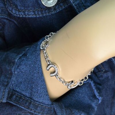 Image showing  Crystal Clear Lucky Horseshoe Link Bracelet