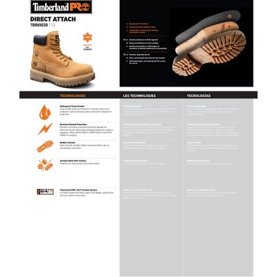 Image showing 6 th Timberland PRO Men's Direct Attach Soft Toe Waterproof Insulated Work Boots, 6 in.