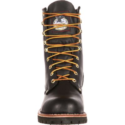 Image showing 3 th Georgia Boot Men's Round Toe Logger Work Boots, 8 in., Black