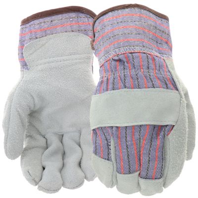 West Chester Split Cowhide Leather Palm Work Gloves, 1 Pair, Gray