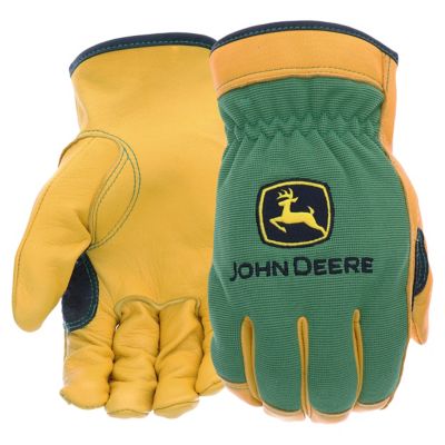 John Deere Men's Grain Deerskin Leather Driver Gloves, 1-Pair