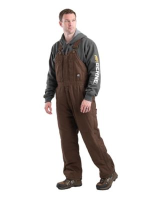 Berne Men's Washed Duck Quilt-Lined Insulated Bib Overalls