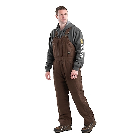 Berne Men's Washed Duck Quilt-Lined Insulated Bib Overalls at