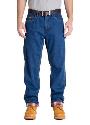 Berne Men's Relaxed Fit Mid-Rise Flannel-Lined Denim Dungarees