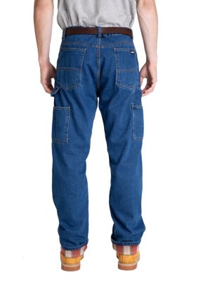 Image showing  Men's Relaxed Fit Mid-Rise Flannel-Lined Denim Dungarees