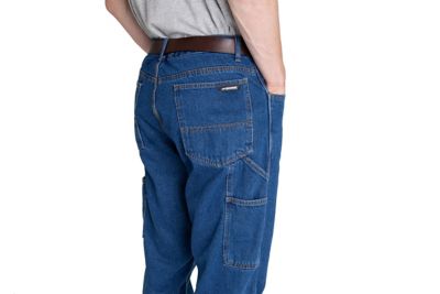 Image showing  Men's Relaxed Fit Mid-Rise Flannel-Lined Denim Dungarees