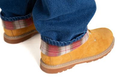 Image showing  Men's Relaxed Fit Mid-Rise Flannel-Lined Denim Dungarees