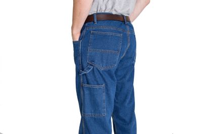 Image showing  Men's Relaxed Fit Mid-Rise Flannel-Lined Denim Dungarees