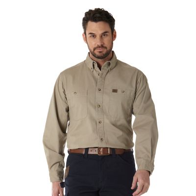 Wrangler Men's Long-Sleeve Riggs Workwear Button Down Solid Twill Work ...