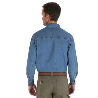 wrangler riggs workwear men's denim work shirt