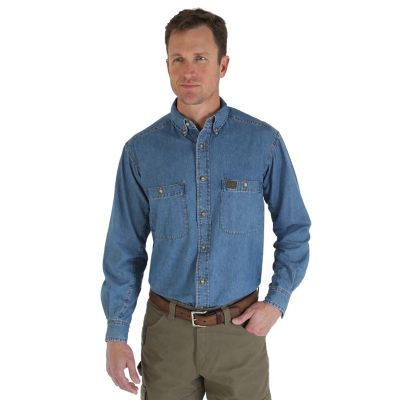 Wrangler Riggs Workwear Long Sleeve Solid Twill Work Shirt