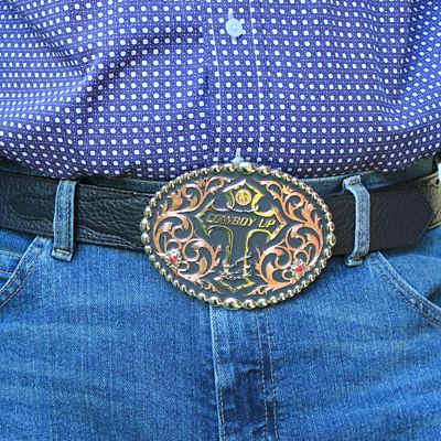 Image showing  Christian Cowboy Attitude Cross Buckle