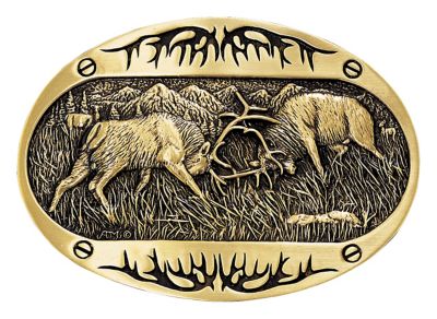 Buckle Fighting Elk MO68