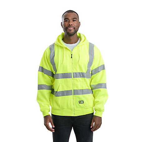High Visibility Reflective Outdoor Hooded Sweatshirts for Mens Long Sleeve Road Work ANSI Class 3 Level 2 Type R TS-02