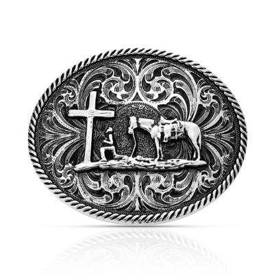 Montana Silversmiths Christian Cowboy Attitude Buckle, Silver/Black SP13