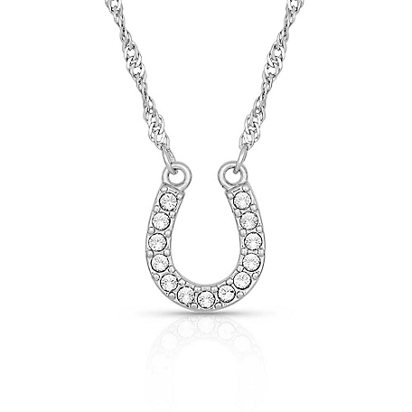 Montana Silversmiths Crystal Clear Lucky Horseshoe Necklace, NC62