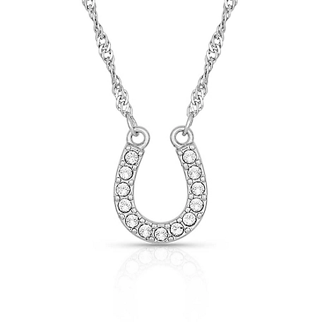 Montana Silversmiths Crystal Clear Lucky Horseshoe Necklace, NC62