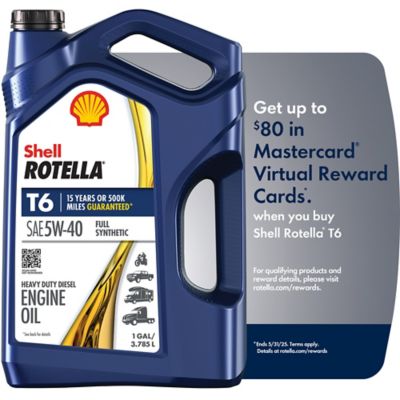 Shell Rotella T6 5W40 Full Synthetic Heavy Duty Motor Oil 1 gallon