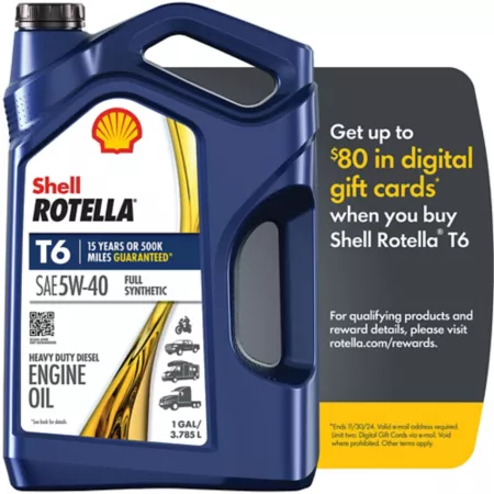 Shell 1 gal 5W-40 Rotella T6 Fully Synthetic Heavy Duty Engine Oil Motor Oils