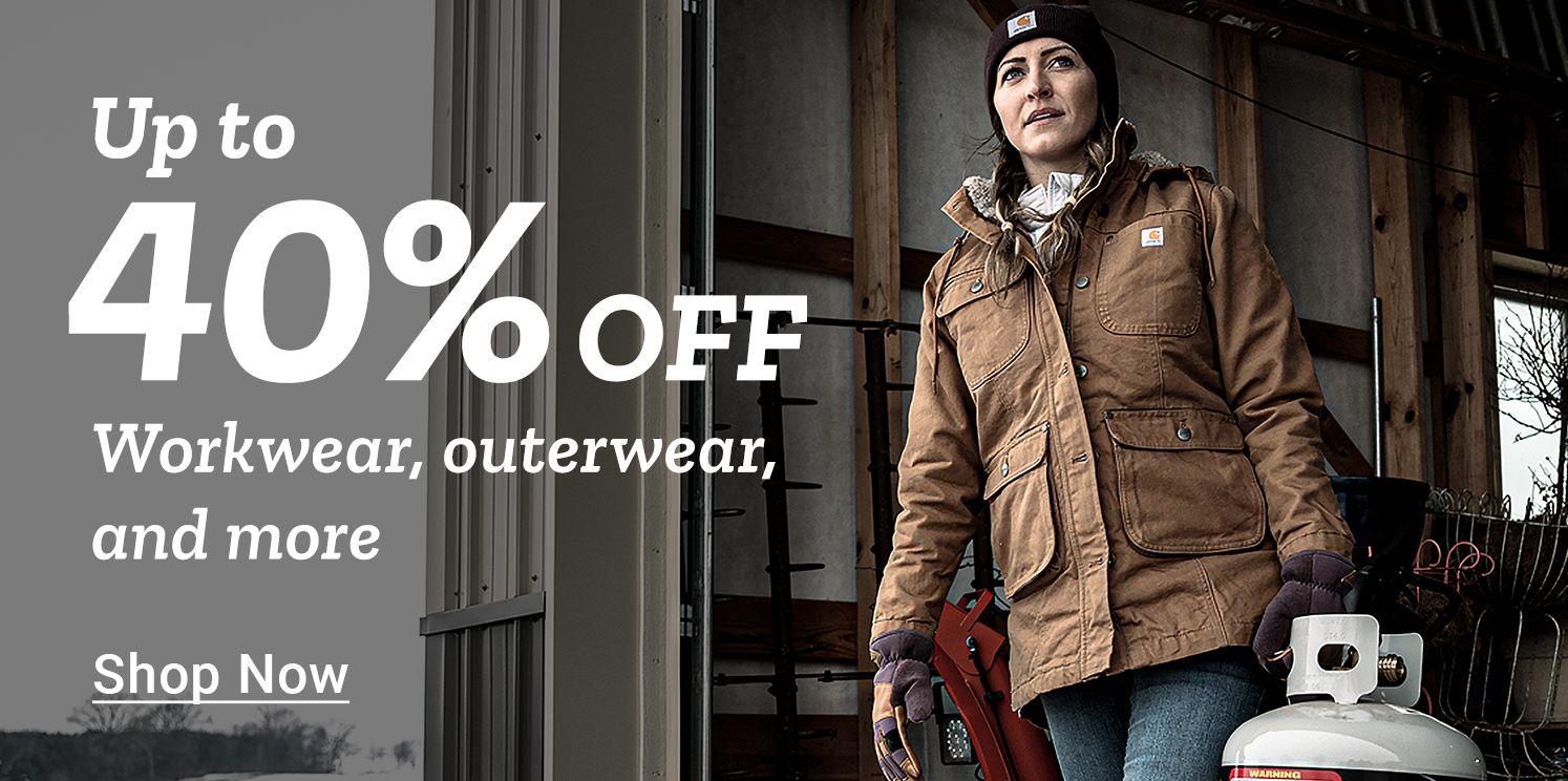 Tractor Supply Company promotion. Up to 40% off Workwear, outerwear, and more. Shop Now.