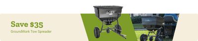 Promotional banner featuring GroundWork Tow Spreader with a save $35 offer, now $314.99.