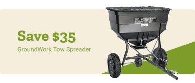 Promotional banner featuring GroundWork Tow Spreader with a save $35 offer, now $314.99.