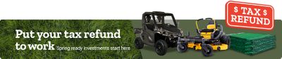 Promotional banner with text reading: Put your tax refund to work. Spring ready investments start here. Shop Now.