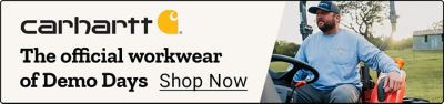 carhartt. The official workwear of Demo Days. Shop Now. A promotional banner featuring a man wearing a light blue Carhartt shirt operating equipment outdoors.