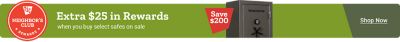 Extra 25 dollars in rewards when you buy select safes on sale. Save 200 dollars. Shop now. Winchester gun safe displayed with Tractor Supply Company Neighbor's Club Rewards badge.