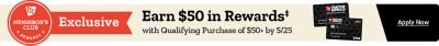 Tractor Supply Company Neighbor's Club Rewards. Exclusive. Earn 50 dollars in rewards with qualifying purchase of 50 dollars or more by May 25th. Apply now. Tractor Supply Company credit cards displayed.