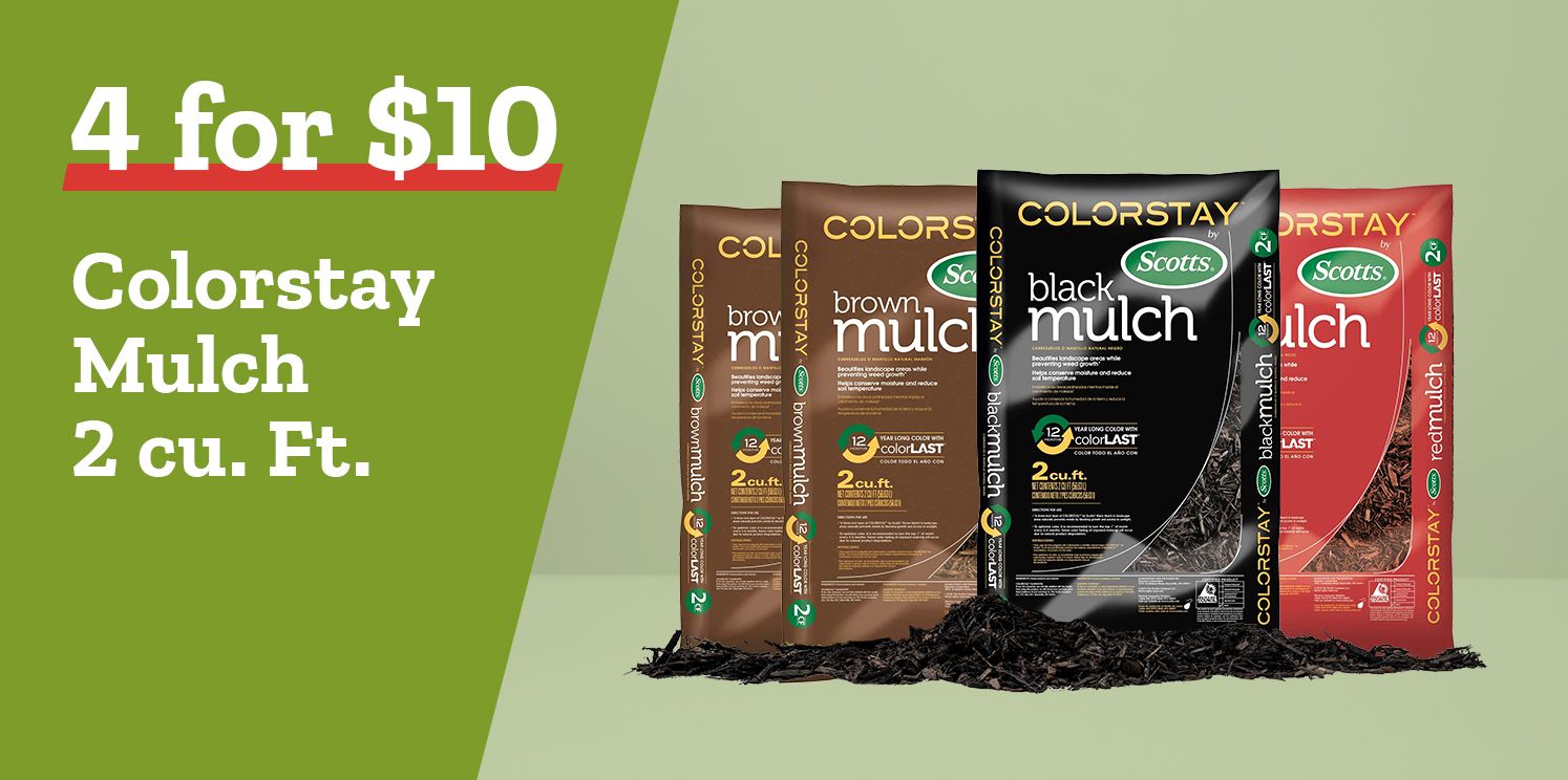 4 for $10 Scotts Colorstay Mulch 2 cu. Ft.