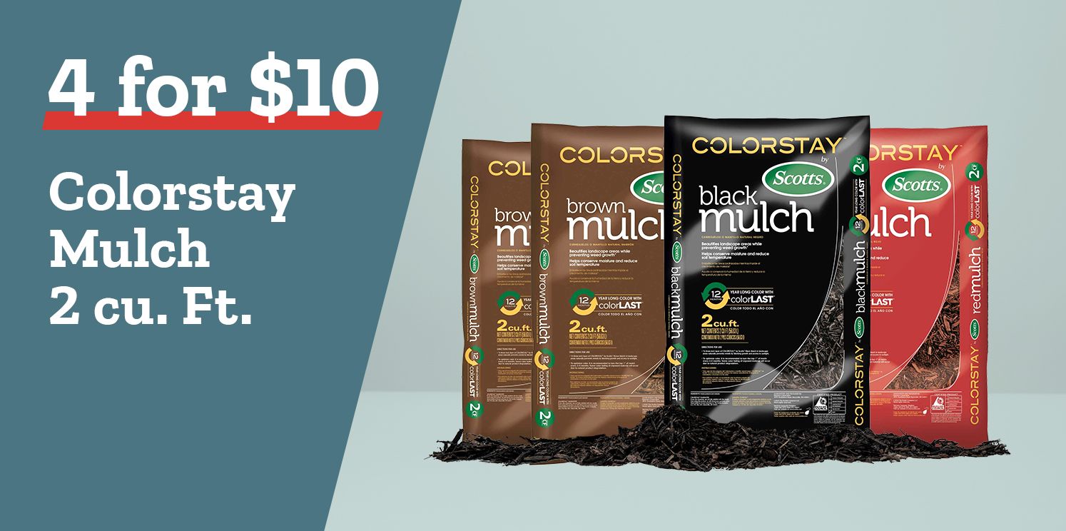 4 for $10 Scotts Colorstay Mulch 2 cu. Ft.